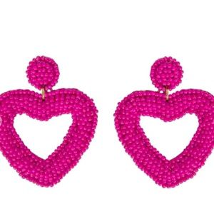 Rose Beaded Heart Earrings